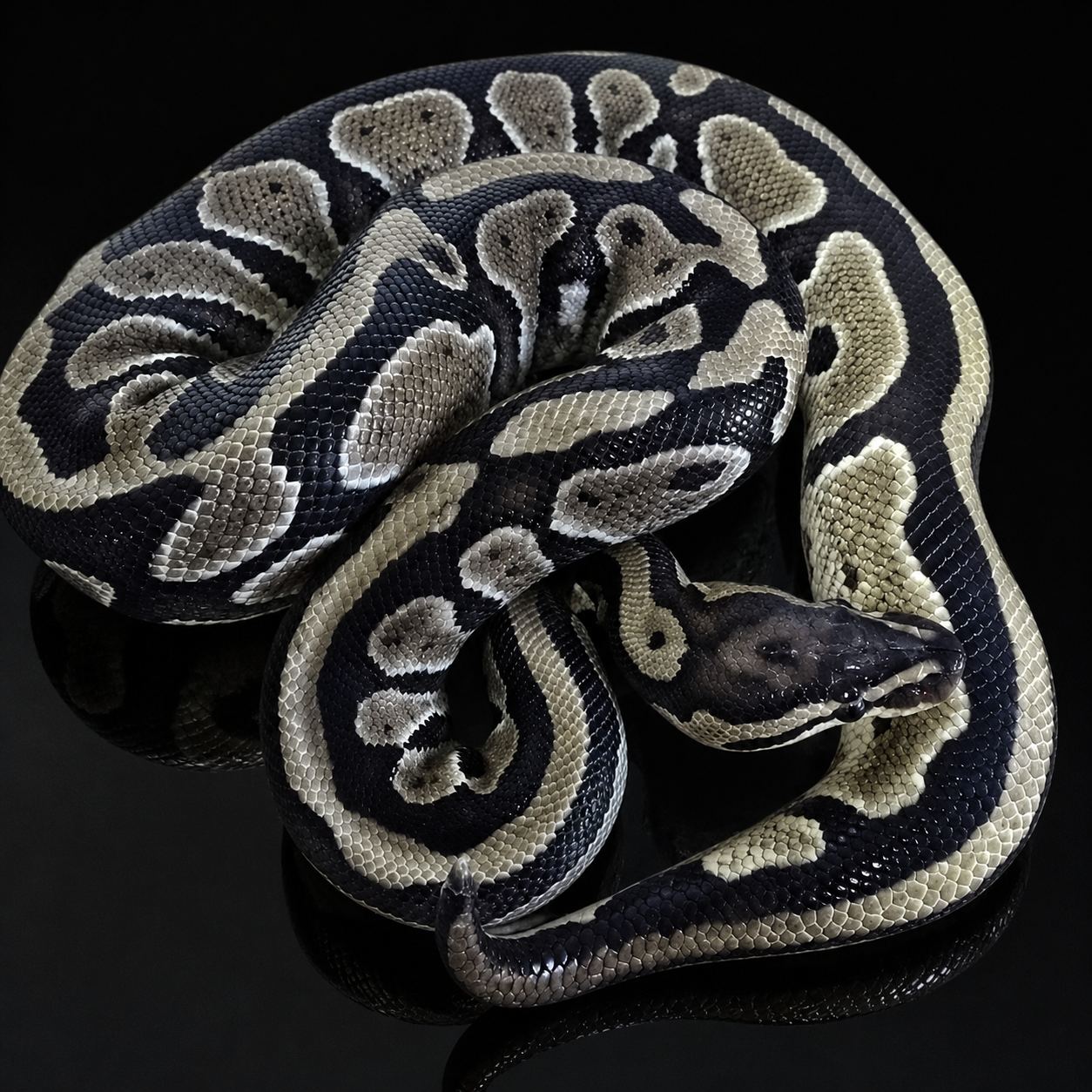 Königspython (Python regius) – Königspython 0.1 Yellow Belly Specter het. Pied 66% het. Clown 